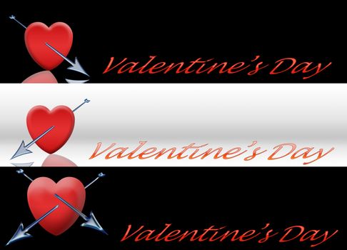 a set of three banner theme Valentine's day
