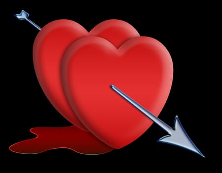 two hearts pierced by an arrow
