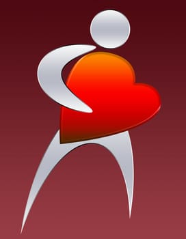 stylized human figure with big heart