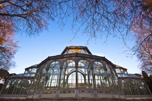 Palacio de Cristal in Retiro city park, Madrid, Spain