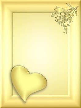 frame or card with flower and heart
