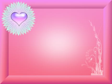 frame or card with flower and heart
