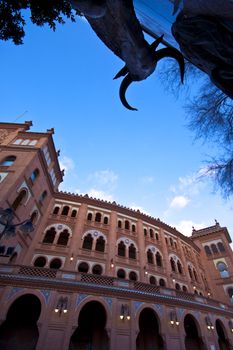 Bullring in Madrid, Las Ventas, situated at Plaza de torros shot from an anusual angle.