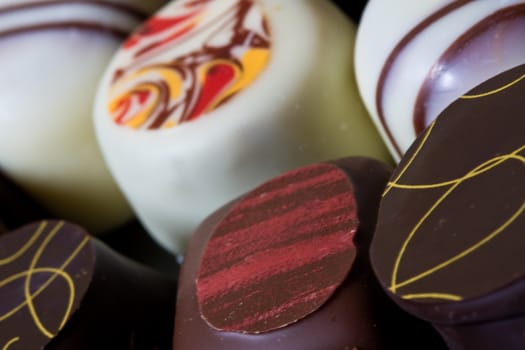close up of fancy painted chocolate candy