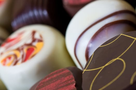 close up of fancy painted chocolate candy