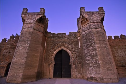 Main entras in an Imposant Arab Medieval Fortress in Rabat, Morocco