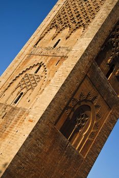 Hassan Tower, minaret of an unfinished twelfth_century mosque in Rabat, Morocco, North Africa