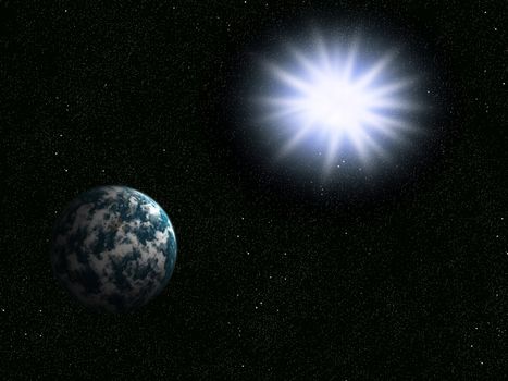 Explosion of the big star about a planet the earth
