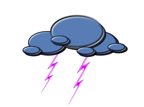 Icon of a rain with a thunder-storm on a white background