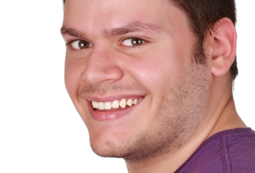 closeup portrait of a cute caucasian man smiling.