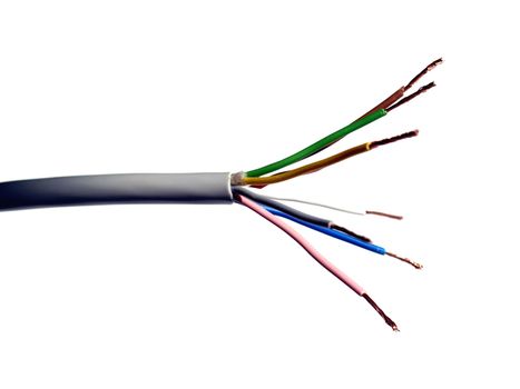 Coloured electric wires over a white background