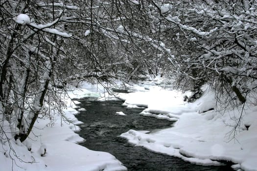 Open water found on river after a heavy snowfall