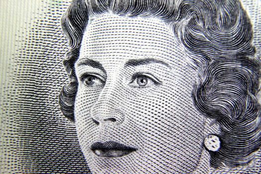 Close up of head of Queen Elisabeth on a canadian dollar bill