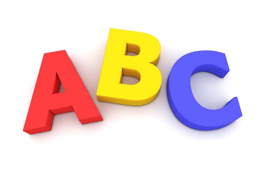 multicoloured letters ABC on white background