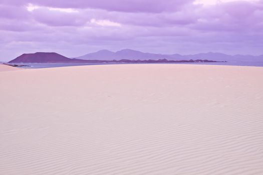 Cold evening light over the dessert on Canary Island Fuerteventura