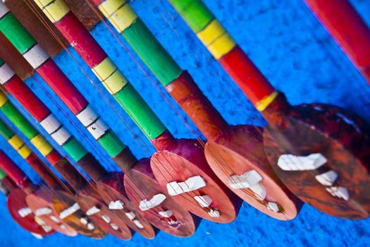 Traditional african instruments selling as a travel souvenirs.