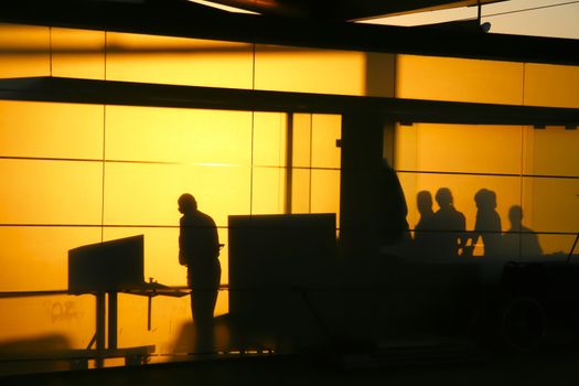 Silhouette of a guardians in a
travel inspection point