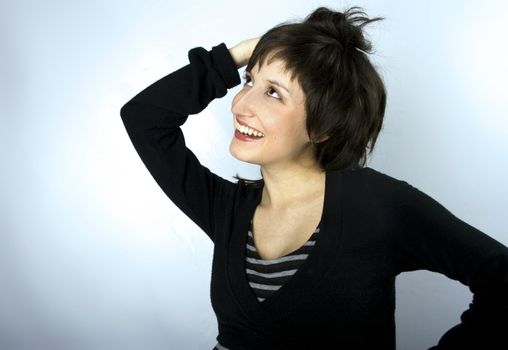 Pretty smiling woman looking romantic and charming