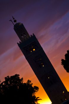 Sunset view from Jema El Fna in Marrakesh, Morocco