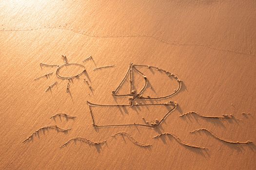 Drawing in the sand on the atlantic coast