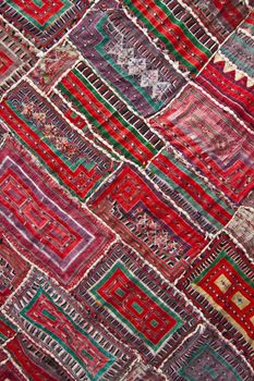 Colourful carpet sold in maroccan souk.