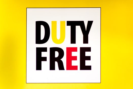 SDuty free sign on the yellow background