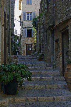 Medieval street in the little town of France