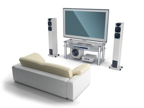 3d image multimedia center with a sofa