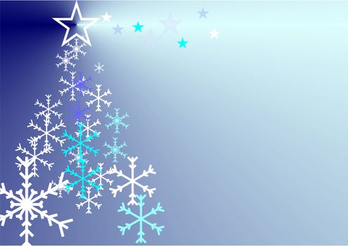 Christmas greeting card with tree and snow