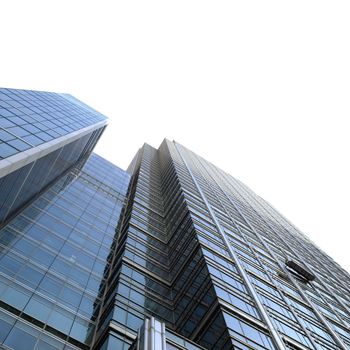 Modern skyscrapers isolated over white background with copy space