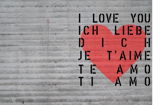 St Valentin heart symbol of love on concrete background