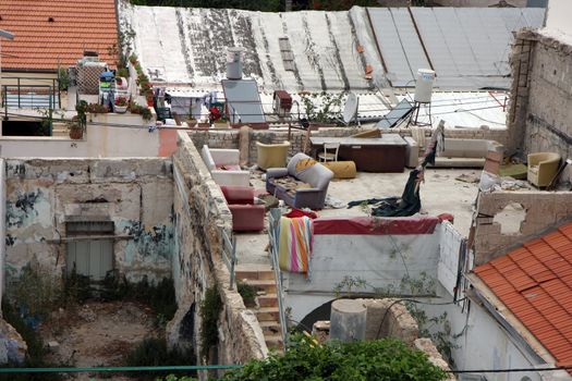 Old TelAviv view with broken walls and houses