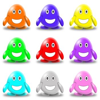 set of puppets of different colors. cartoon-style on a white background
