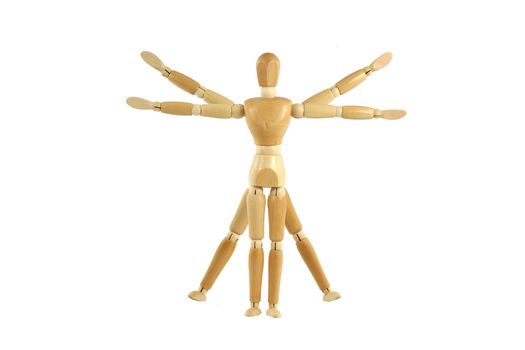 A Wooden manikin Vitruvian Man
