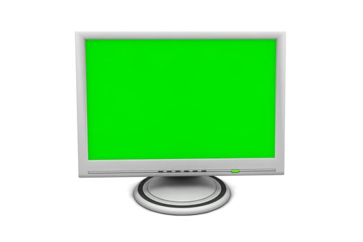 flat screen lcd computer monitor with white green screen and a green status led