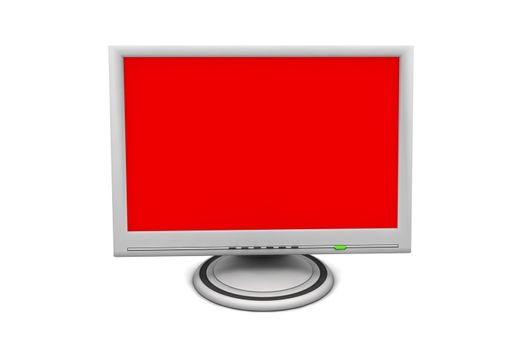 flat screen lcd computer monitor with red screen and a green status led