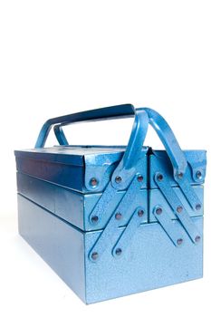 blue tool box isolated on a white background

