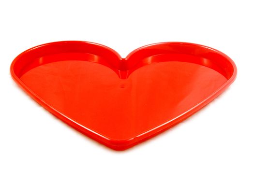 red heart tray isolated on a white background