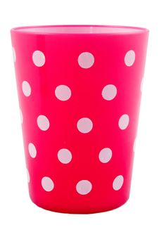 colorful pink dotted cup isolated on a white background