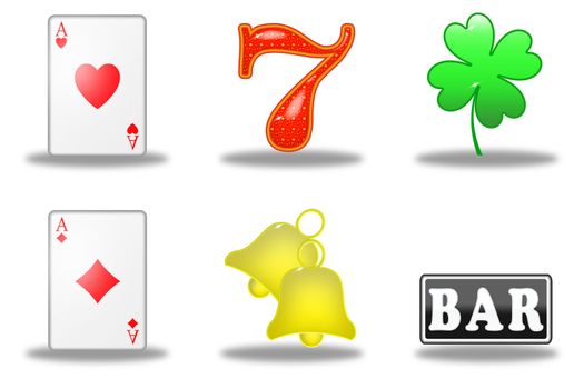 set of six symbols of the slot machine