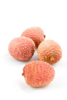 four Litchi isolated on a white background