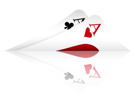 aces in hand in game poker on the casino table
