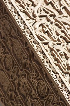 Arhitectural detail on the oriental palace entrance in Marrakesh, Morocco