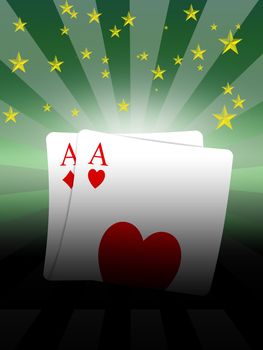 aces in hand in game poker on the casino table
