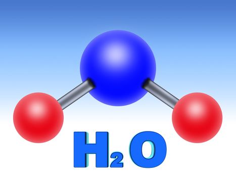 molecular structure of water. two parts hydrogen one part oxygen
