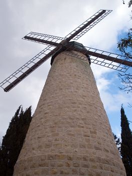 The old Montefiore Windmill Yemin Moshe Jaffa Gate Mill Vertical Jerusalem Israel