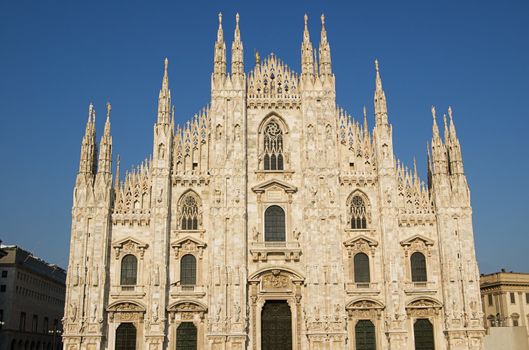The famous Duomo, cathedral church of Milan in Lombardy, Italy