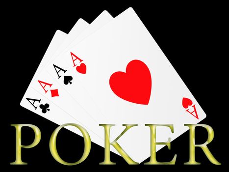 Illustration of the four aces signs of poker
