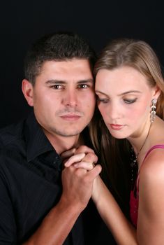 Young couple in love, faces close to one another