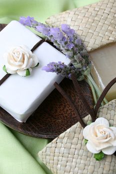 Soap Dish with gift soap and decorated box